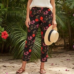 Cynthia Rowley Tropical Floral Ankle Pants Print Boho Maximalist Vibrant Summer
